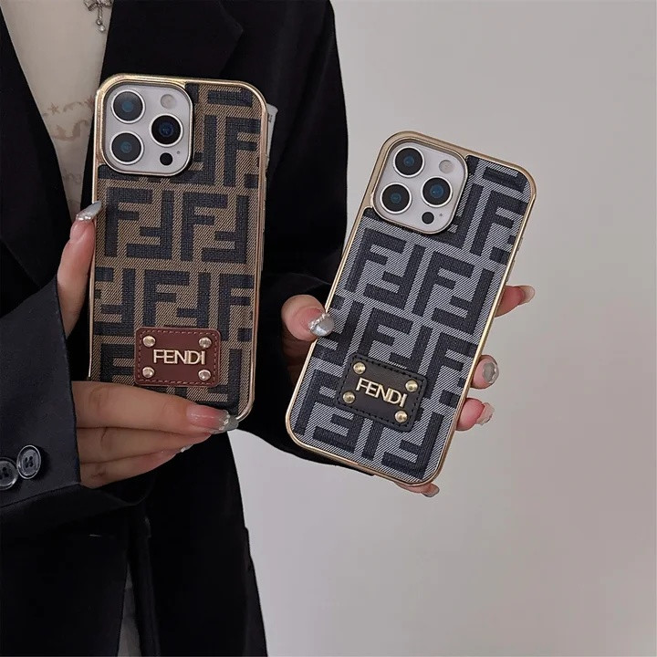 フェンディ iPhone ケース 布製 FFロゴ 定番 電気メッキ ゴールド 高品質