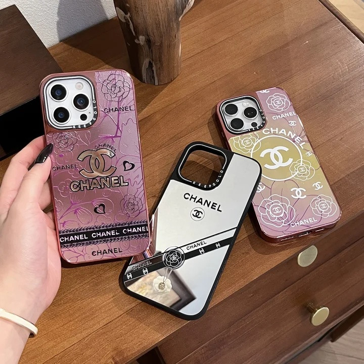 シャネル iPhone ケース アクリル鏡付き 花柄 人気 おしゃれ MagSafe対応