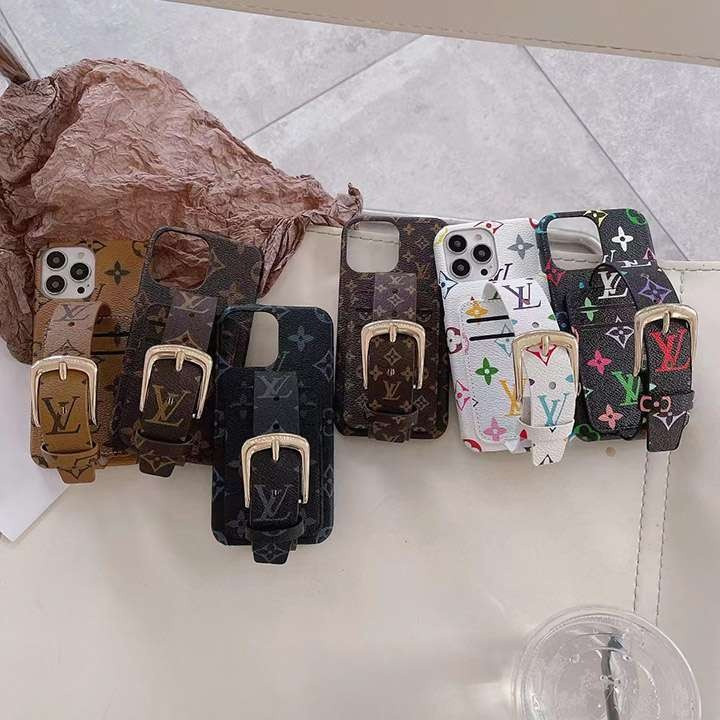 ルイヴィトン iPhone ケース 落下防止ベルト付き レザー モノグラム柄 カード入れ おしゃれ