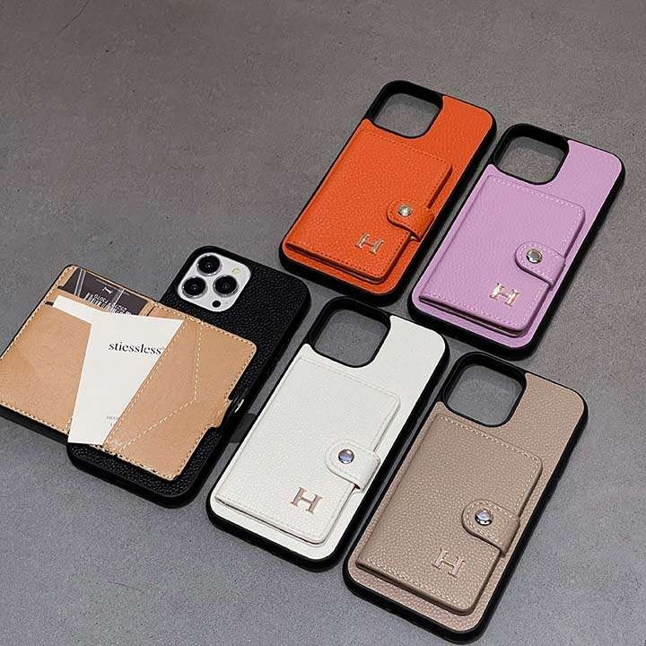 エルメス iPhone ケース 背面カード収納 ライチテクスチャ おしゃれ