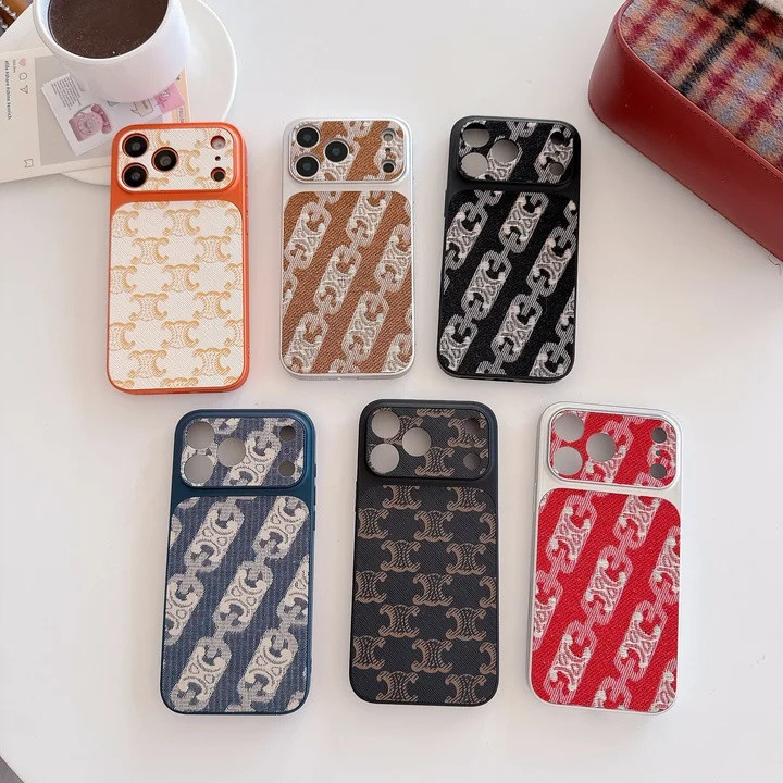 セリーヌ iPhone ケース モノグラム PUレザー 軽量 薄型 一体型レンズ保護