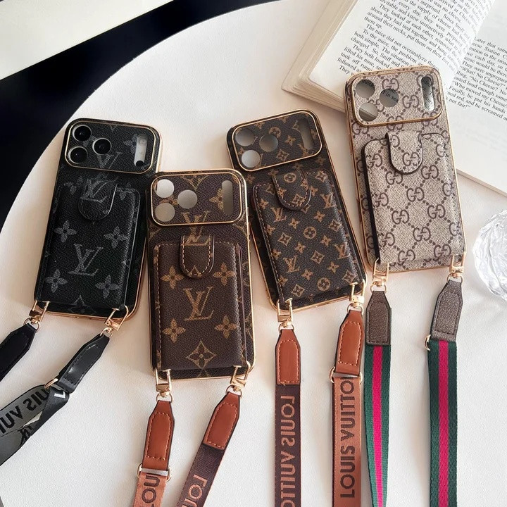 ルイヴィトン iPhone ケース レザー モノグラム柄 ショルダー 大容量 カード収納