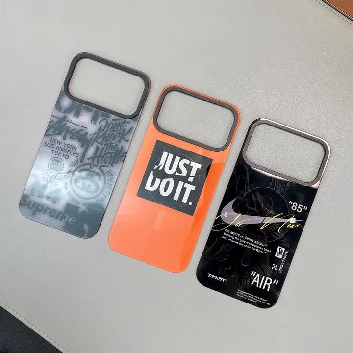 ナイキ iPhone ケース 背面ガラス 分離式 MagSafe対応 耐衝撃 スポーツ風