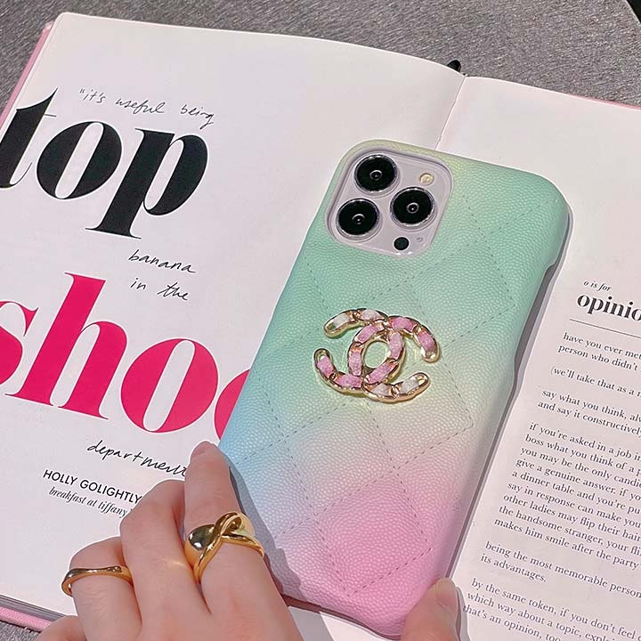 シャネル iPhone ケース マカロンカラー グラデーション レザー 手触り抜群 大人 シンプル