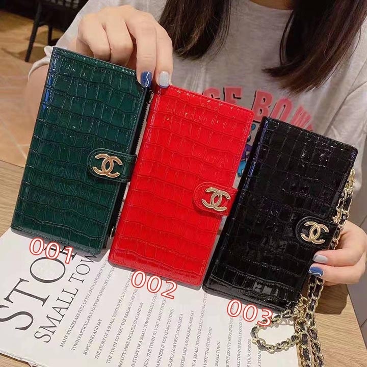シャネル iPhone ケース 手帳型 ショルダーチェーン付き ワニレザー スライド式 高級感 女性用