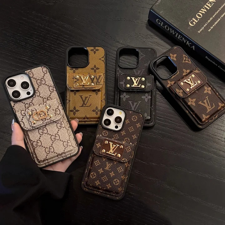 ルイヴィトン iPhone ケース 背面カード収納 リベット デコ モノグラム柄 おしゃれ