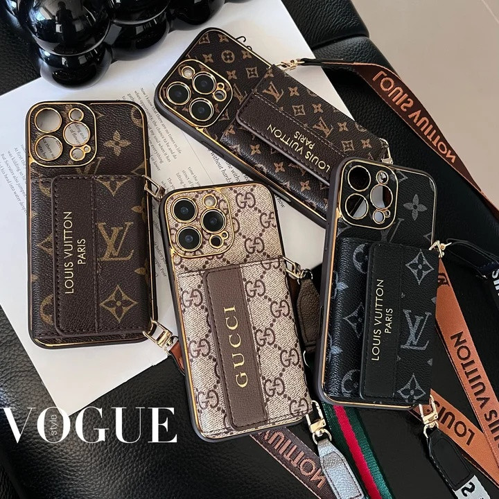 ルイヴィトン iPhone ケース ショルダー 横型 アコーディオン カード収納 小銭入れ メッキ加工