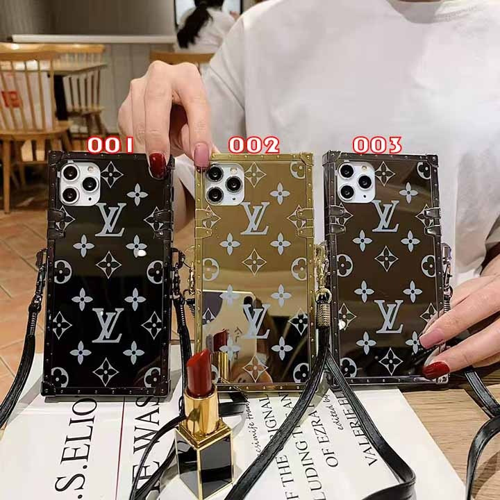 ルイヴィトン iPhone ケース トランク型 TPUケース モノグラム柄 鏡面加工 滑り止め ショルダータイプ おしゃれ