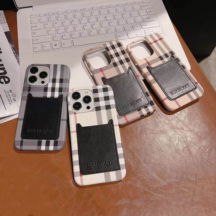 バーバリー iPhone ケース チェック キルティングレザー カード収納 薄型 耐衝撃