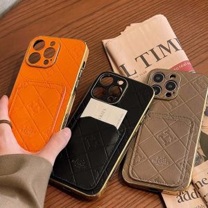エルメス iPhone ケース 背面収納 エンボスレザー おしゃれ