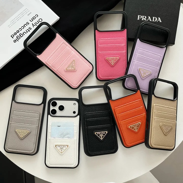 プラダ iPhone ケース サフィアーノレザー 双層 カード入れ 三角ロゴ MagSafe対応