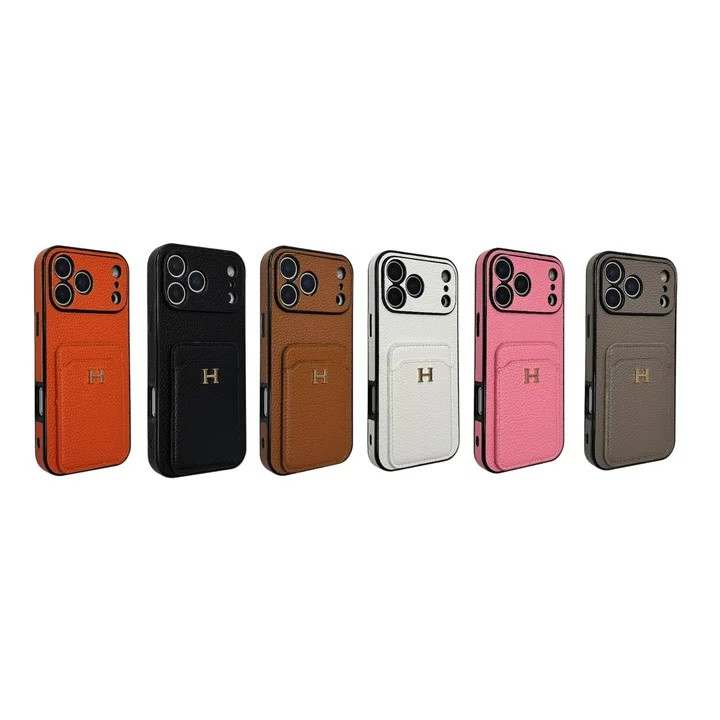 エルメス iPhone ケース レザー カード収納 ライチテクスチャレザー MagSafe対応