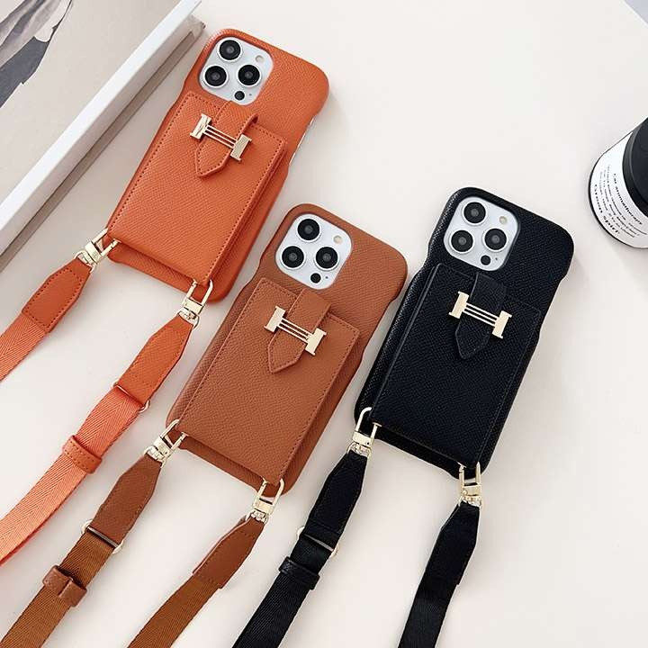 エルメス iPhone ケース ショルダー 肩掛け スタンド機能 カード収納 おしゃれ