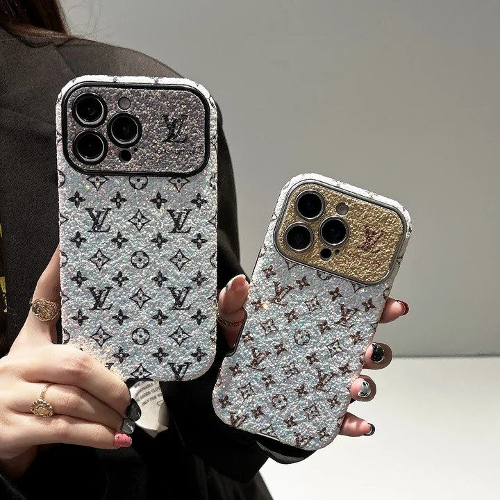 ルイヴィトン iPhone ケース シリコン スパンコール キラキラ 大きなカメラ窓 耐衝撃