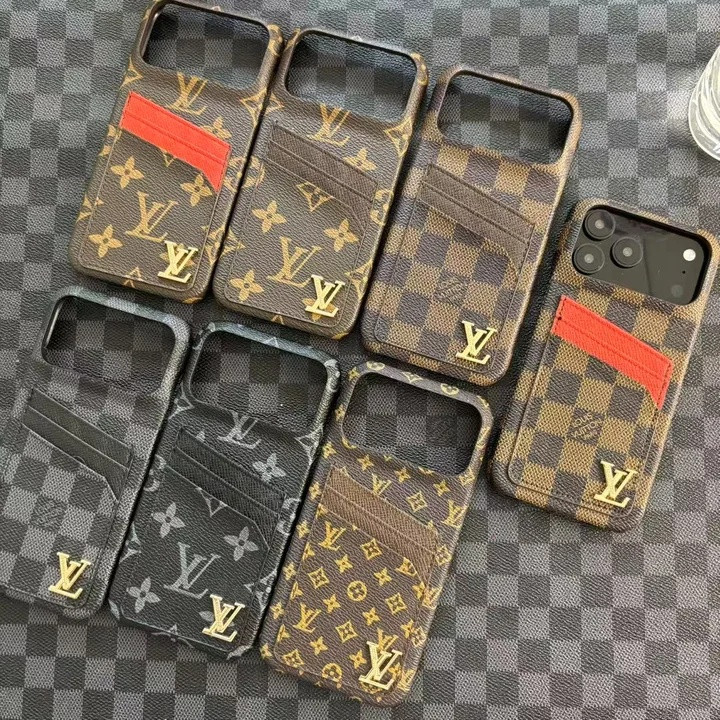 ルイヴィトン iPhone ケース 背面カード収納 メタルロゴデザイン MagSafe対応 おしゃれ