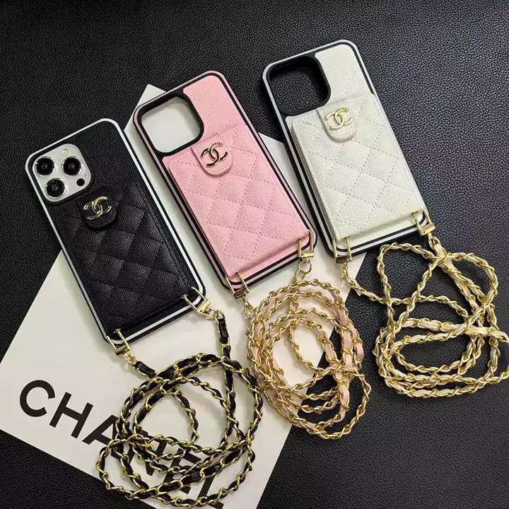 シャネル iPhone ケース スマホショルダー チェーン付き 背面 カードポケット 人気 オシャレ