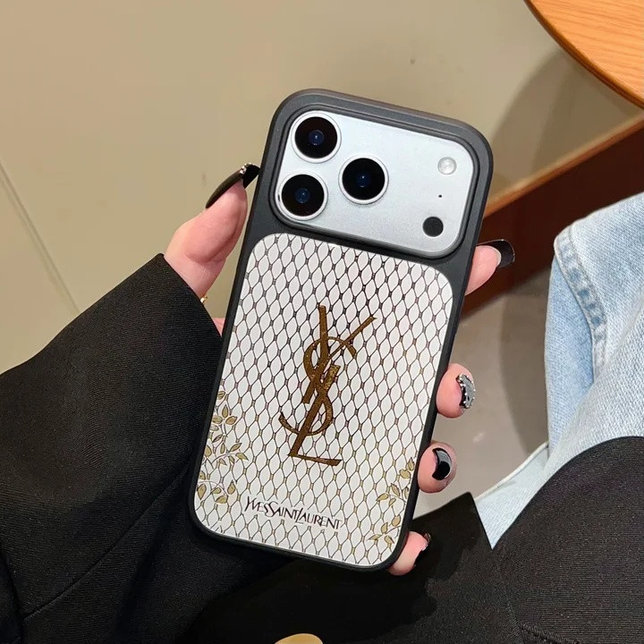 イヴサンローラン iPhone ケース ガラス 背面 チェック柄 韓国風 おしゃれ