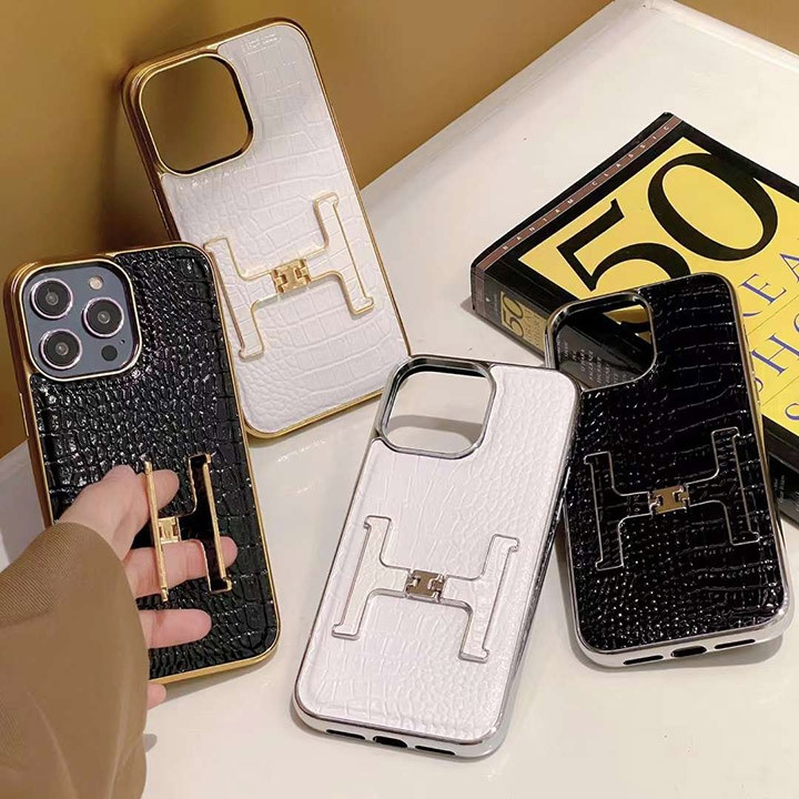 エルメス iPhone ケース クロコ柄 ブラケット付き 豪華 MagSafe対応