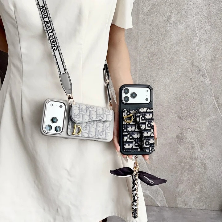 ディオール iPhone ケース サドル オブリーク ジャカード Dロゴ ストラップ付き MagSafe対応