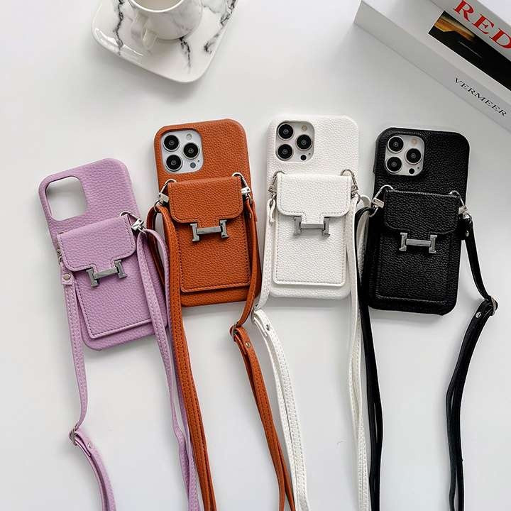 エルメス iPhone ケース ショルダー ストラップ付き 背面カード収納 手ぶら女子向け 斜めがけデザイン