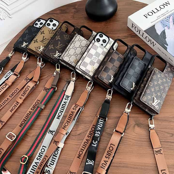 ルイヴィトン iPhone ケース ショルダー モノグラム レザー カード収納 三つ折り
