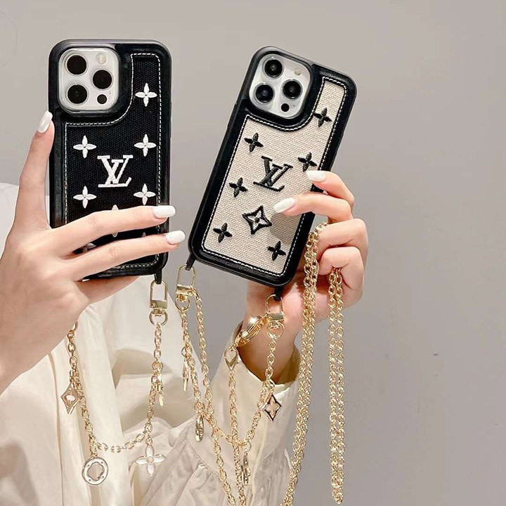 ルイヴィトン iPhone ケース チェーンショルダー 花柄 刺繍 おしゃれ MagSafe対応