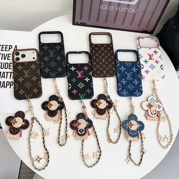 ルイヴィトン iPhone ケース モノグラム レザー ショートストラップ 落下防止 手提げ