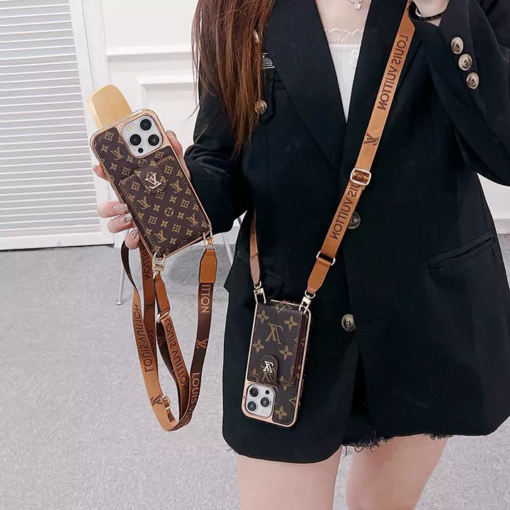 ルイヴィトン iPhone ケース モノグラム レザー ショルダー 背面カードポケット 耐衝撃