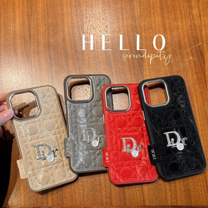 ディオール iPhone ケース ラインストーン付き D-ライト シルバー 耐衝撃