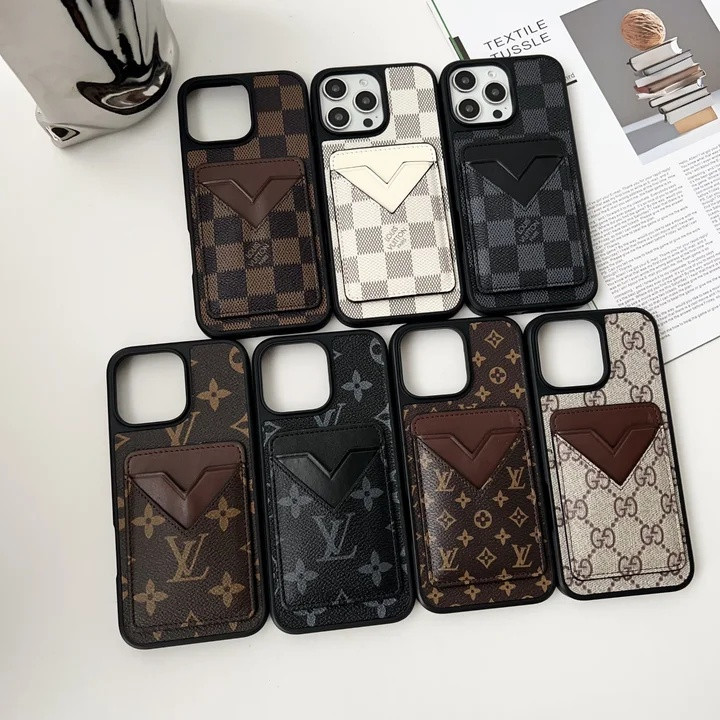 ルイヴィトン iPhone ケース レザー カード収納 V型 背面収納 全面保護 モノグラム MagSafe対応