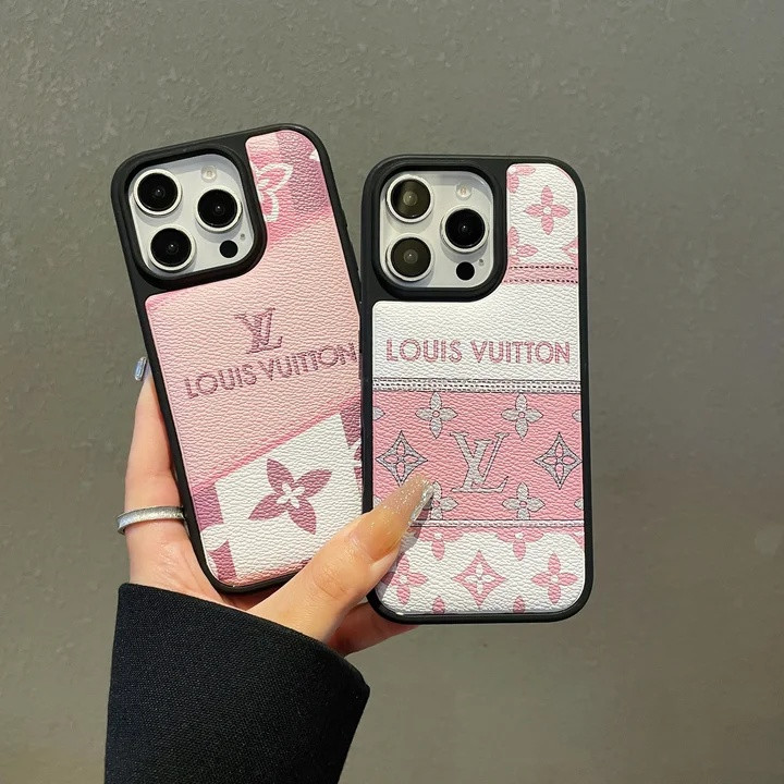 ルイヴィトン iPhone ケース レザー TPU製 ピンクプリント 可愛いデザイン