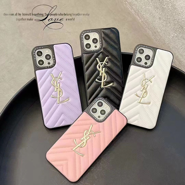 サンローラン iPhone ケース Vステッチ エンボスレザー カメラ保護 衝撃に強い かわいい
