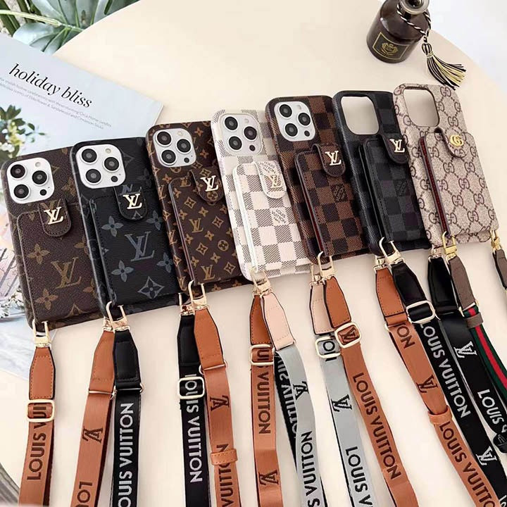 ルイヴィトン iPhone ケース ショルダーストラップ付き 背面カード入れ メタルロゴ MagSafe対応