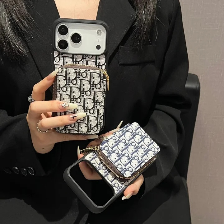 ディオール iPhone ケース レザー エレガント 背面ファスナーポケット付き カード収納