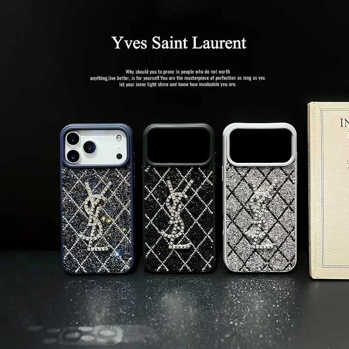 イヴサンローラン iPhone ケース ラインストーン付き シリコン 全面保護 おしゃれ