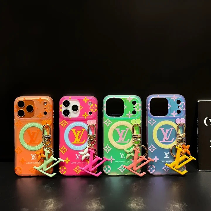 ヴィトン iPhone ケース カラフルモノグラムデザイン MagSafe対応 ペンダント付き