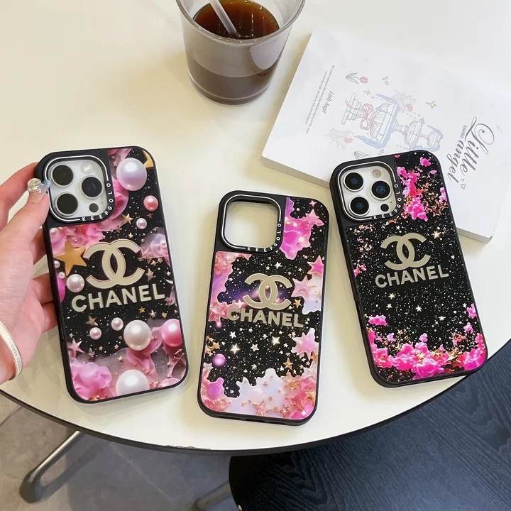 シャネル iPhone ケース MagSafe対応 星空 花柄 可愛い アクリル 鏡付き レンズ保護