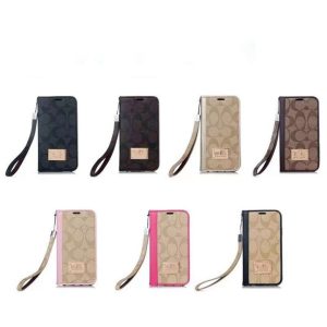 コーチ iPhone ケース 手帳型 フォリオ シグネチャー レザー 財布型 カード入れ ストラップ付き