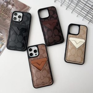 コーチ iPhone ケース キルティングレザー V型 カード収納 おしゃれ