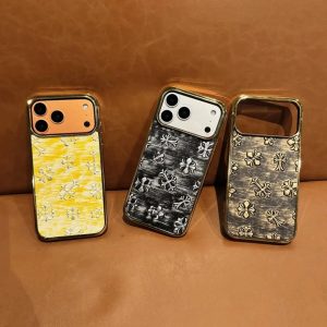 クロムハーツ iPhone ケース レザー 全面保護 ゴールド 電気メッキ 耐衝撃