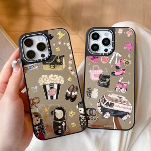 シャネル iPhone ケース MagSafe対応 背面 鏡付き 3D立体パターン レンズ保護 おしゃれ