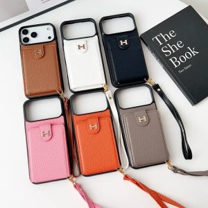 エルメス iPhone ケース カーフレザー カードポケット 背面収納