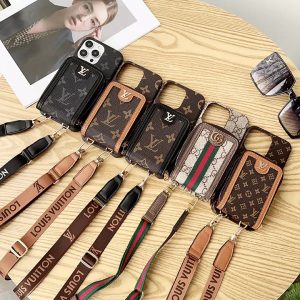 ルイヴィトン iPhone ケース ショルダー ストラップ付き モノグラム 背面カード収納