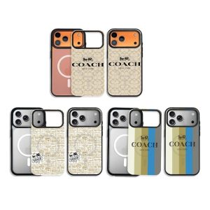 コーチ iPhone ケース 分体式 MagSafe対応 背面ガラス 馬車プリント ワイヤレス充電